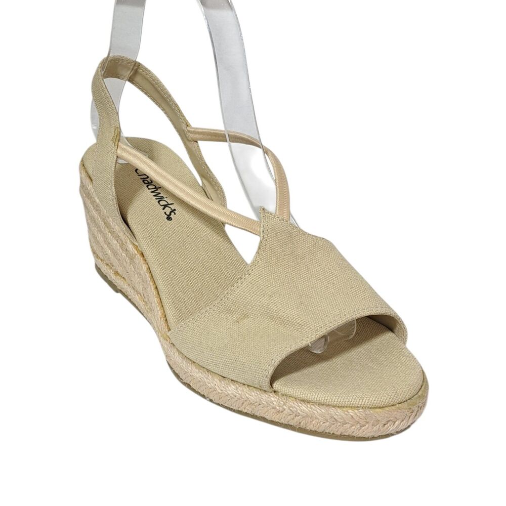 Chadwick's Women's Cream Canvas Espadrille Open Toe Travel Vacation Sz 7
